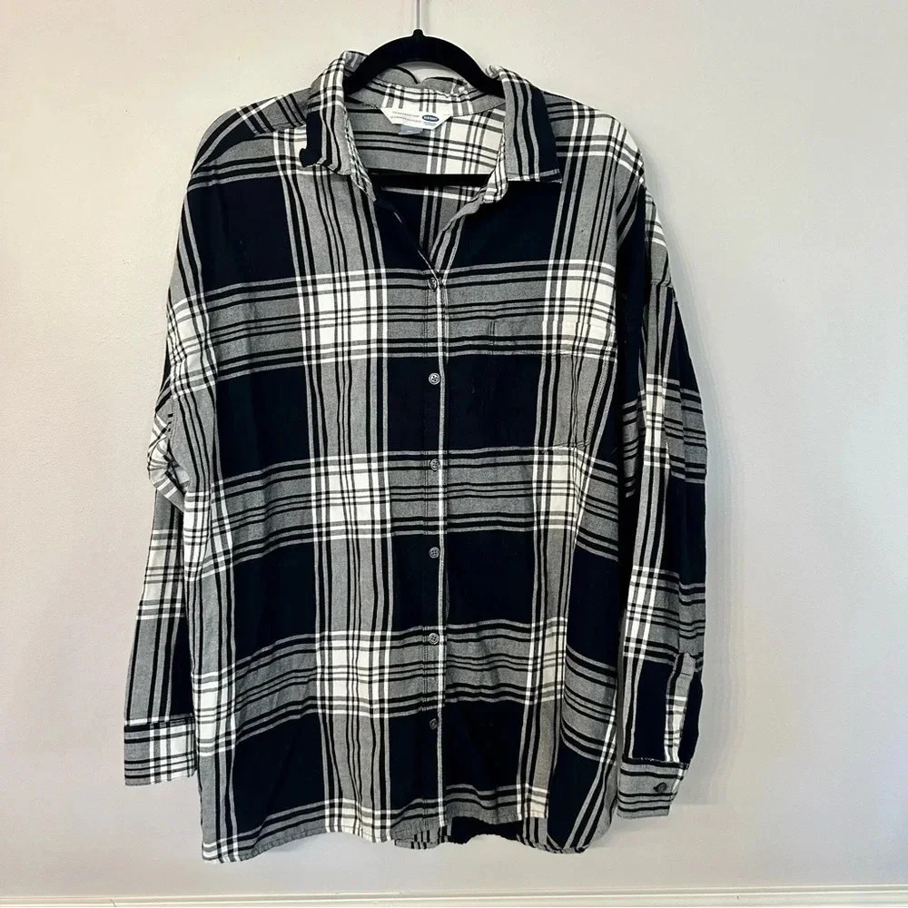 Old Navy Women's Long Sleeve Button Up Plaid The Boyfriend Shirt Size XXL GUC - Picture 3 of 8